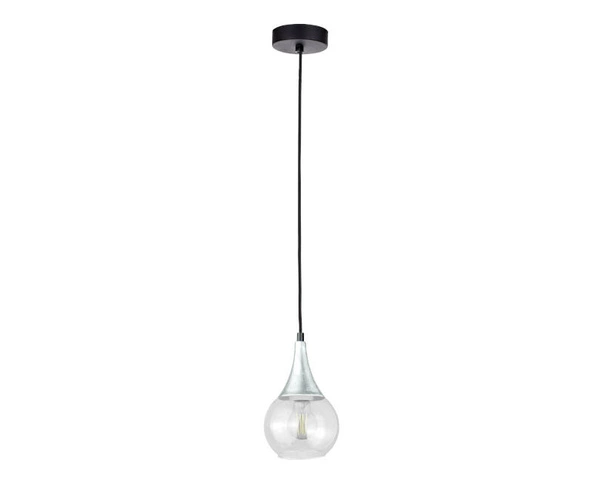 Lampa wisząca 1xE27 LACRIMA CLEAR BLACK/SILVER