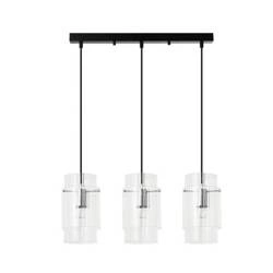 Lampa wisząca Savona 3 linia, czarny/srebrny/transparentny, 3x40W E27