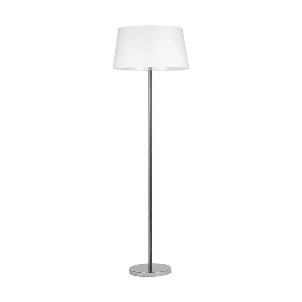 Lampa podłogowa Amor 1xE27 maks. 60W chromowany metal/przezroczysty kabel PVC/biały klosz z tkaniny 6012803010855