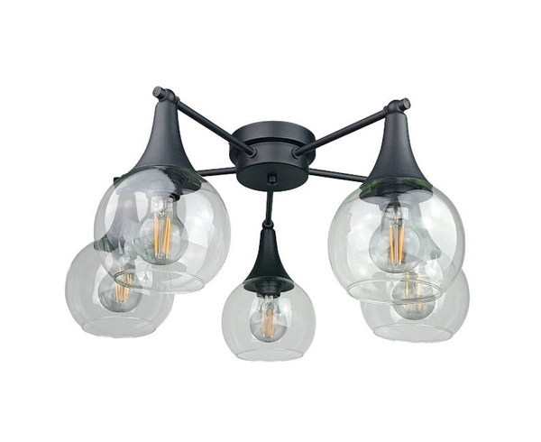 Lampa sufitowa 5xE27 STAR CLEAR BLACK