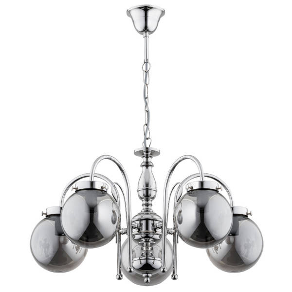 Żyrandol w stylu glamour HERO SILVER 5x E14 wys. 65cm | chrom