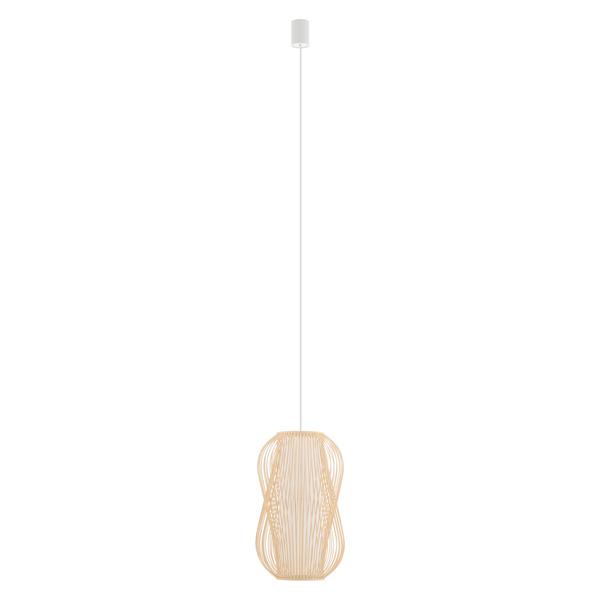 Lampa wisząca PUKET M śr. 26cm E27 | naturalne drewno/biały