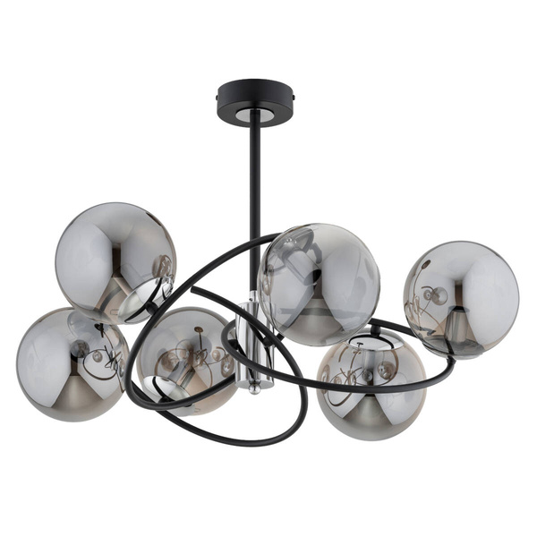 Lampa sufitowa WIROMAT dł. 66cm 6xE14 | czarny/srebrny