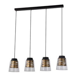 Lampa wisząca FRESNO, 34-78124, czarny/transparentny/złoty, 4x60W E27