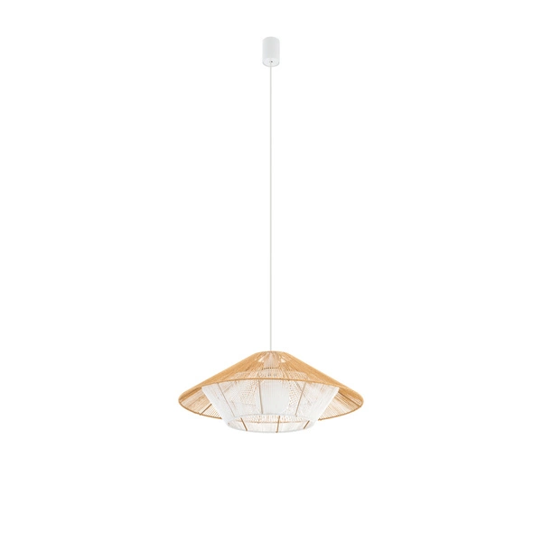 Lampa wisząca JAPANDI S szer. 50cm E27 | naturalne drewno/biały 11156