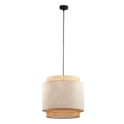 Lampa wisząca rattanowa abażur do salonu BOHO NATURE szer. 38cm | beż