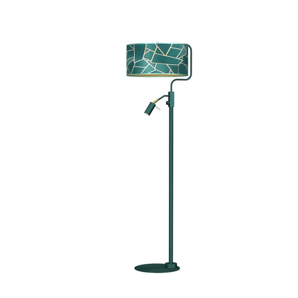 Lampa podłogowa ZIGGY GREEN, MLP7582, butelkowa zieleń/złoty, 1x60W E27 + 1x8W mini GU10