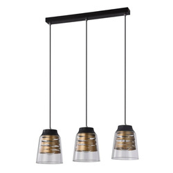 Lampa wisząca FRESNO, 33-78094, czarny/transparentny/złoty, 3x60W E27