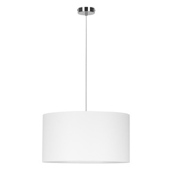 Lampa wisząca Dove 1xE27 maks. 60W chromowany metal/przezroczysty kabel PVC/biały klosz z tkaniny