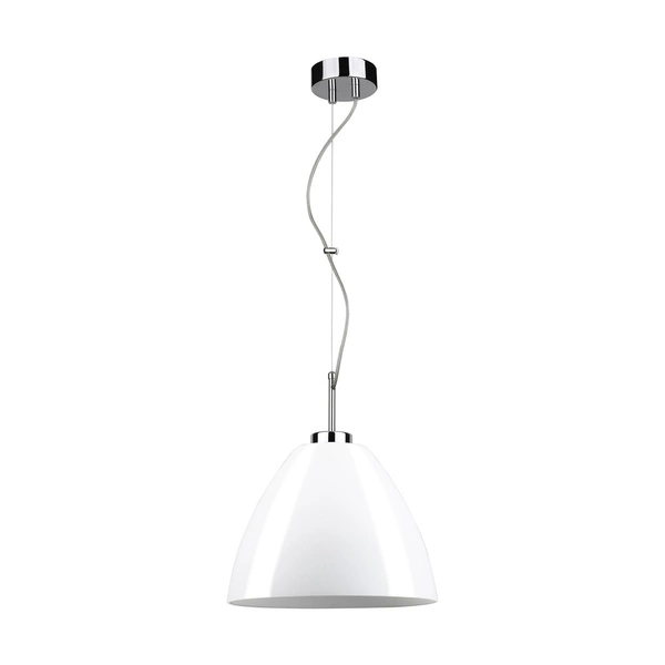 Lampa wisząca Tumulo 1xE27 Max.60W Chromowany metal/Przezroczysty kabel PVC/Białe szkło 9854028