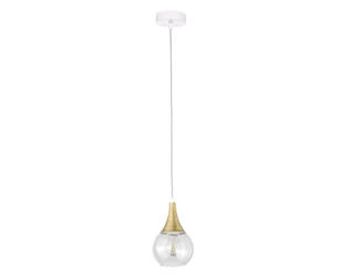 Lampa wisząca 1xE27 LACRIMA CLEAR WHITE/GOLD