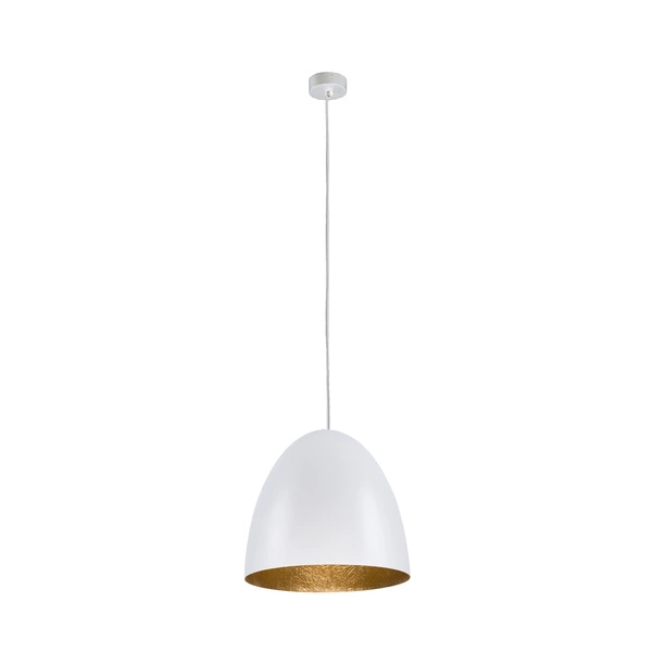 Lampa wisząca tuba nad stół EGG M biały/złoty śr. 39cm 9021