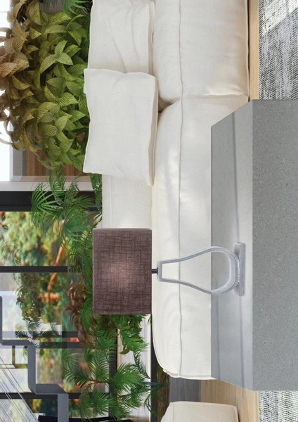 Lampa gabinetowa/stołowa/nocna FEMO 41-79985 podstawa beton/abażur brązowy 1x60W E27