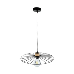 Lampa wisząca Antonella 1xE27 Max.60W Dąb olejowany/Czarny metal/Czarny kabel z tkaniny