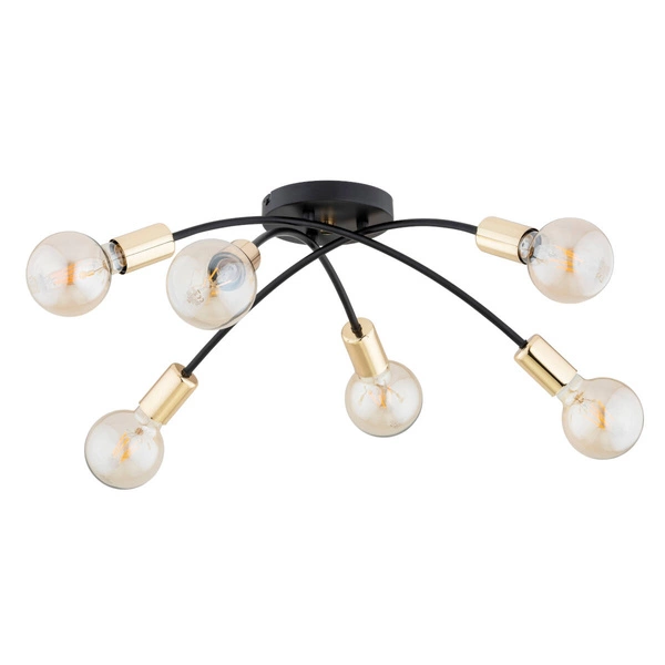 Lampa sufitowa ALFA LENSI MAX CZARNA & ZŁOTA 6xE27 55cm | 63229