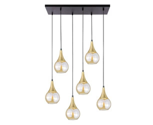 Lampa wisząca 6xE27 LACRIMA HONEY BLACK/GOLD