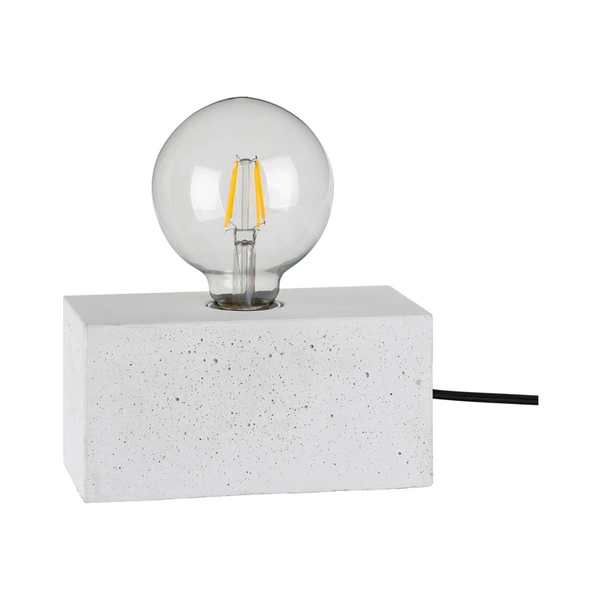 Mocna podwójna lampa stołowa 1xE27 maks. 25W biały beton/czarny kabel PVC 7370937