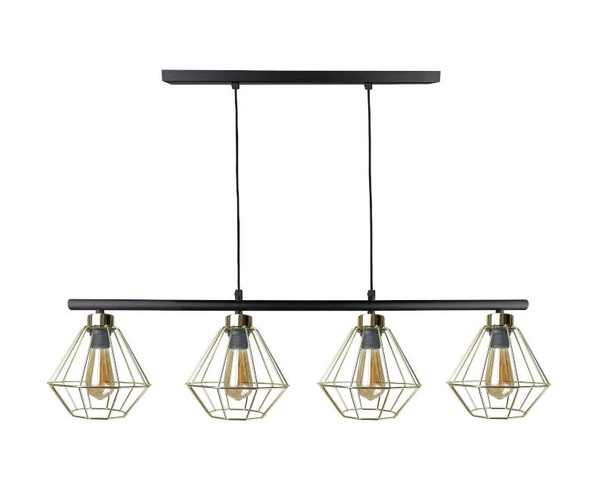 Lampa wisząca 4xE27 FEBRIS BLACK/GOLD LONG