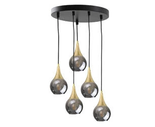 Lampa wisząca 5xE27 LACRIMA SMOKY/GOLD