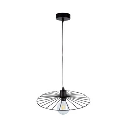 Lampa wisząca Antonella 1xE27 Max.60W Czarny kabel metalowy/czarna tkanina