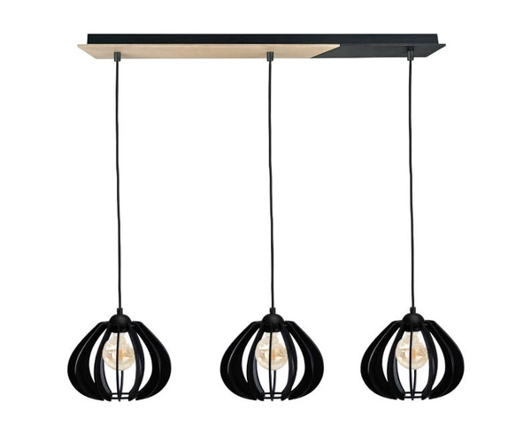 Lampa wisząca 3xE27 BASTET LONG NATURAL/BLACK I