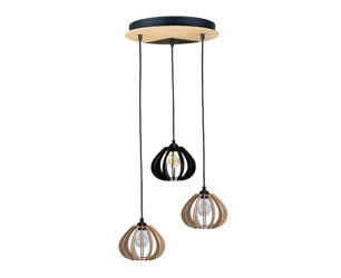 Lampa wisząca 3xE27 BASTET LONG NATURAL/BLACK II