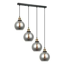 Lampa wisząca CARDENA z dymionym kloszem dł. 71cm 4xE27 | czarny/złoty