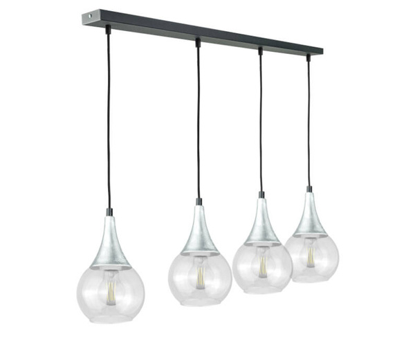 Lampa wisząca 4xE27 LACRIMA CLEAR BLACK/SILVER