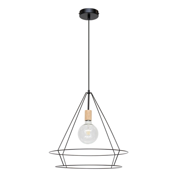 Lampa Wisząca Casa Triango 1xE27 Max.60W Dąb Olejowany/Czarny Metal/Czarny Kabel PCV 177419104