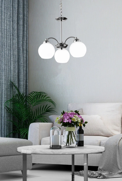 Lampa wisząca TOBAGO 33-25456 satynowa z mlecznymi kloszami 3x60W E27