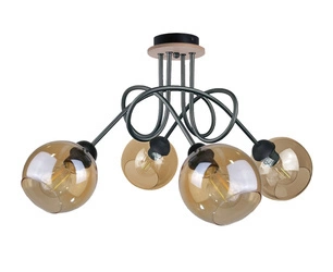 Lampa sufitowa 4xE27 VENUS BLACK/WOOD