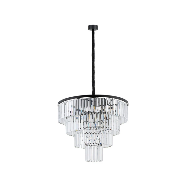 Żyrandol wiszący CRISTAL SILVER szer. 71cm 12xE14 | czarny 7614