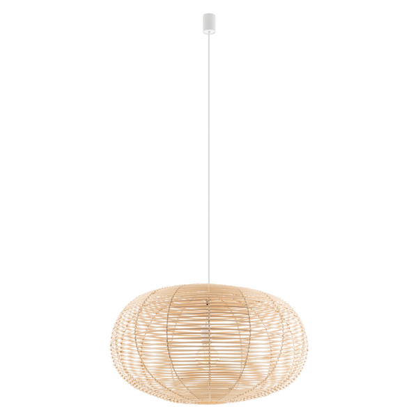 Lampa wisząca RATTAN L śr. 79cm E27 | naturalne drewno/biały