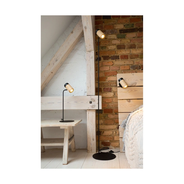 Lampa stołowa Annick w zestawie Kabel 1xLED GU10 5W Dąb olejowany/Czarny metal/Czarna tkanina 7419104