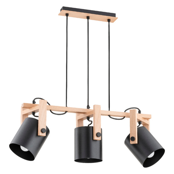 Designerska lampa wisząca TROIS 3x E27 wys. 70cm | czarny