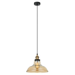 Lampa wisząca HUBERT śr. 28cm E27 | czarny/złoty/bursztynowy