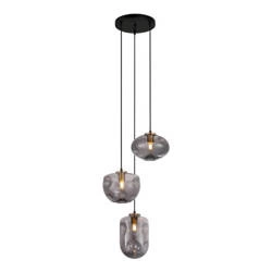 Lampa wisząca HATELLA śr. 48cm 3xE27 | miedziany/dymiony