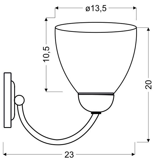 Kinkiet ULI 21-66145 satynowy z mlecznym kloszem 1x60W E27