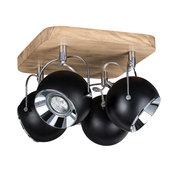 Ball Wood Lampa Sufitowa Incl. 4xLED GU10 5W Dąb Olejowany/Czarny