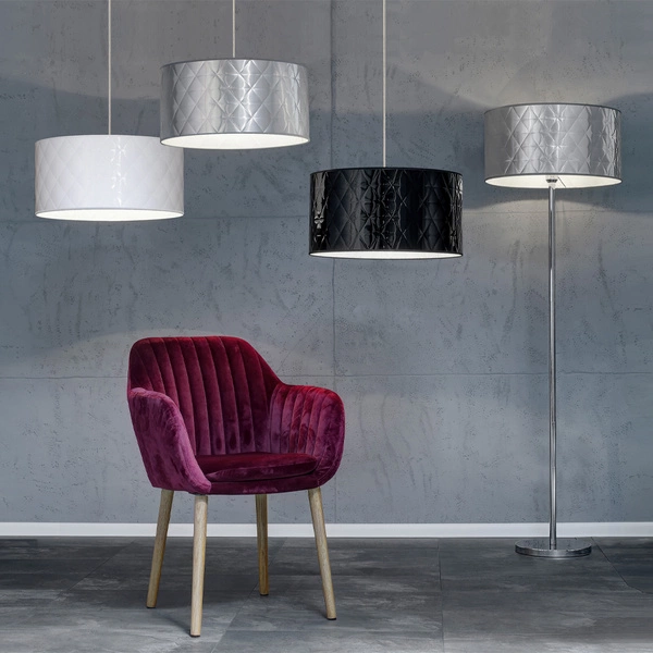 Lampa Wisząca Maxima 1xE27 Max.60W Chromowany Metal/Przezroczysty Kabel PCV/Klosz z Czarnej Tkaniny 1762028