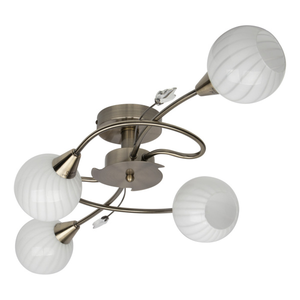 Lampa Sufitowa Marbella 4xE14 Max.40W Patyna Metal/Białe Szkło