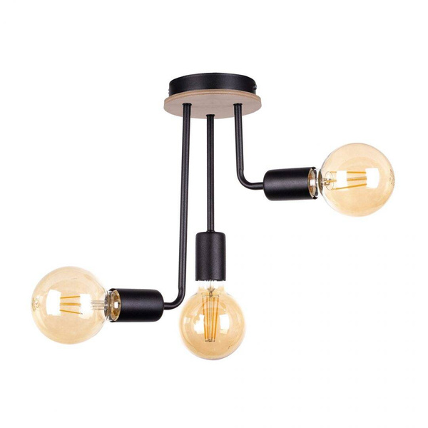 Lampa sufitowa 3xE27 MEGAN WOOD BLACK