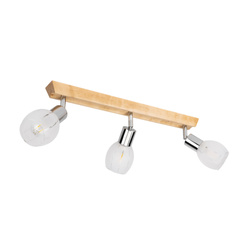 Lampa Sufitowa Tessa 3xE14 Drewno Brzozowe/Satynowy Metal/Biało-Przezroczyste Szkło