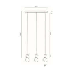 Lampa wisząca Clarte 3xE27 maks. 60W Dąb olejowany/Czarny metal/Czarny kabel z tkaniny