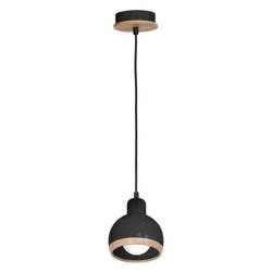 Lampa wisząca OVAL, MLP7045, czarny/drewno, 1x60W E27