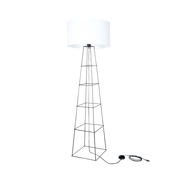 Lampa podłogowa Tiphany 1xE27 maks. 60W Czarny metal/czarny kabel PVC/biały klosz z tkaniny 8742104