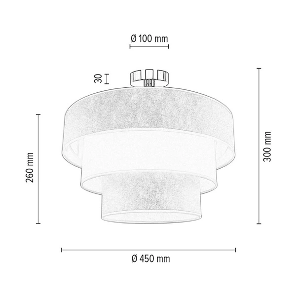Prata Lampa Sufitowa 1xE27 Max.40W Szary Metal/Srebrno-Biały Klosz Tkaniny 957281127