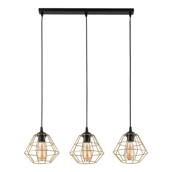 DIAMOND NEW BLACK/GOLD LAMPA WISZĄCA 3 PL LISTWA 4642