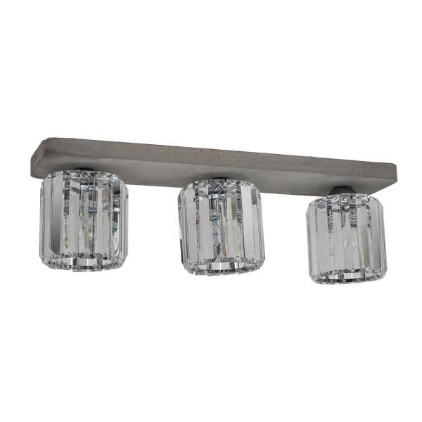 Lampa Sufitowa Glory 3xE27 Max.60W Szary Beton/Przezroczyste Szkło