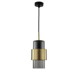 Lampa wisząca Miele, długa, czarny/dymiony/złoty, 1x40W E27